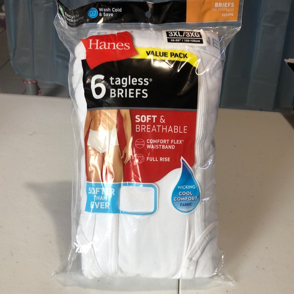 Hanes White Tagless Briefs 6-Pack